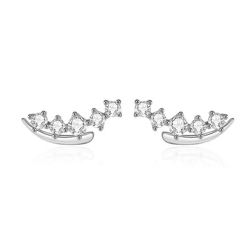 TrustDavis 925 Sterling Silver Women's Fashion Simple Five Round Zirconia Stud Earrings for Women Girls Jewelry Gift DS4291