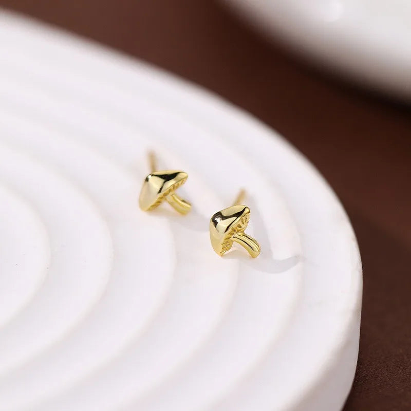 TrustDavis Real 925 Sterling Silver Minimalist Mushroom Stud Earring for Women Daughter Birthday Gift Fine Jewelry DS4615