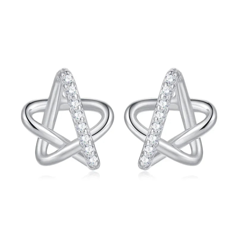 TrustDavis Real 925 Sterling Silver Earring Fashion Star Twinkling CZ Stud Earrings For Women Wedding Mother's Day Gift DA3135
