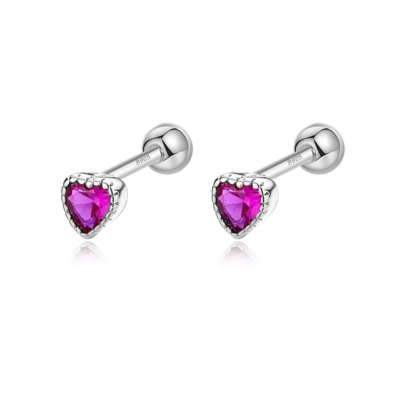 Geometric Star Colour CZ Screw Stud Earrings For Women Wedding Fine Jewelry DA052