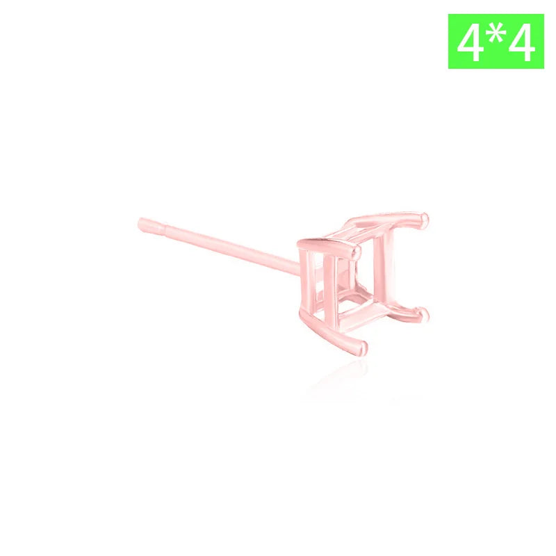 TrustDavis Real 925 Sterling Silver fashion Four clawed square earring ear rest Handmade DIY Accessories Wholesale DZ1761