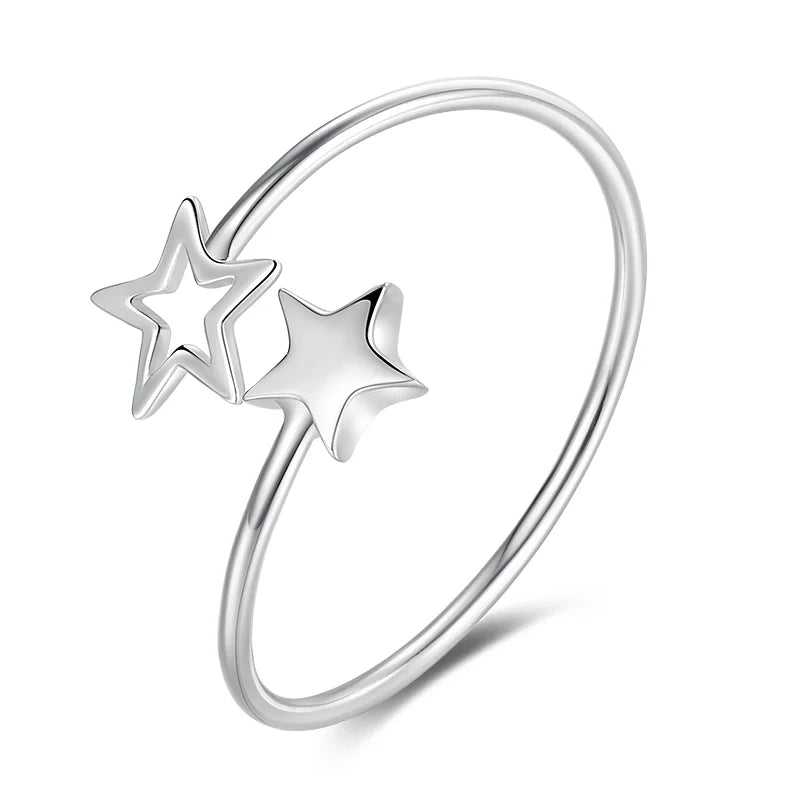 TrustDavis New 100% 925 Sterling Real Silver Fashion Women Star Rings Size 5 6 7 Wonderful Gift For Girls Teens Lady's DS587