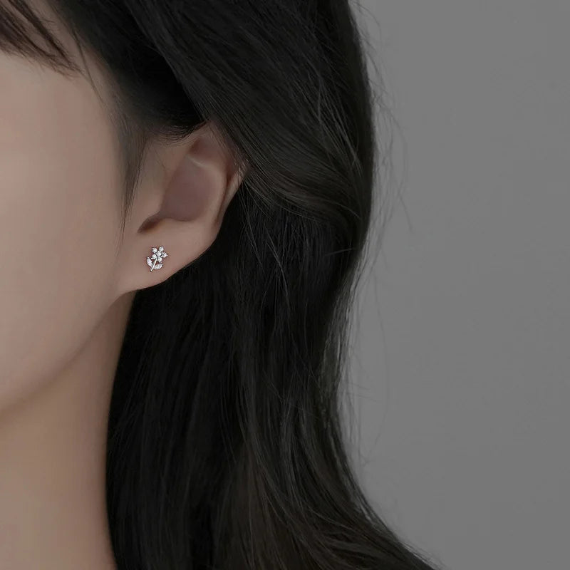 Trustdavis Kids Tiny Real 925 Sterling Silver Sweet Flower Stud Earrings for Sweet Women Girls Fine S925 Jewelry DS3899