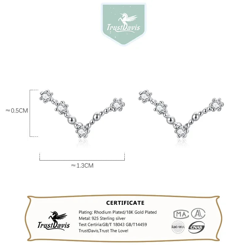 Trustdavis 100% 925 Solid Real Sterling Silver Jewelry 12 Constellation Stud Earrings Birthday Gift For Women Girls DA330