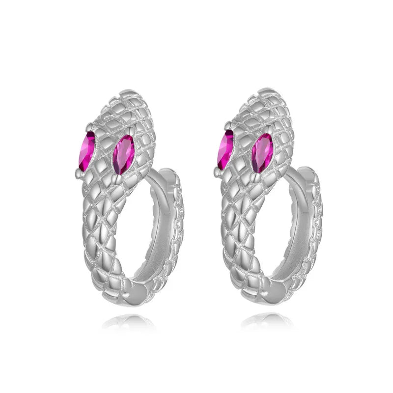 TrustDavis Girls 925 Sterling Silver Snake Design Hoop Earrings for Women Lady Wedding Party Fine S925 Jewelry DS4315