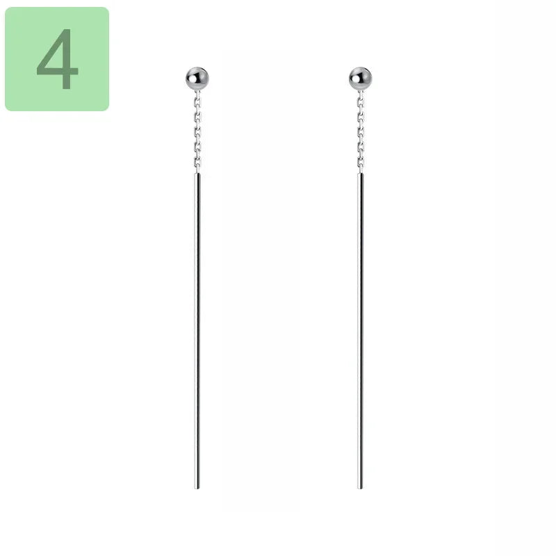 Trusta minimalist 925 Sterling Silver Stud Earring Little Bead Linked 4cm Stick For Women Creative Fashion Silver Jewelry DA866