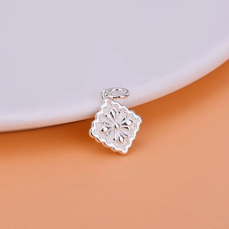 TrustDavis New Fashion Real 925 Sterling Silver Cross Square Pendant Handmade DIY Accessories Jewelry Wholesale DZ1731