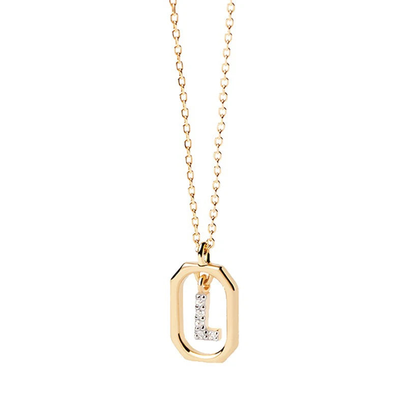 Square Hollow 26 Letter Necklace DS4772