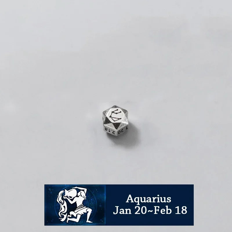 TrustDavis Real 925 Sterling Silver Beads Fashion 12 Constellation Charm Beads Fit Bracelet Necklace Accessories Jewelry HY886