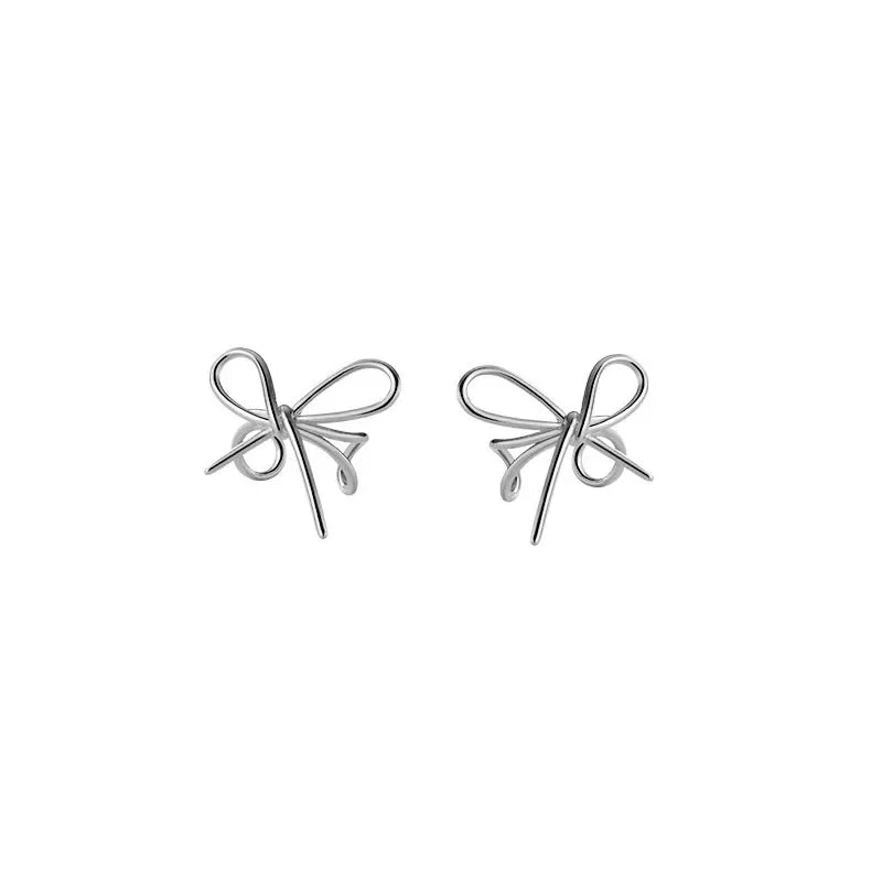 TrustDavis Fashion 925 Sterling Silver Bowknot Ear Cuff Clip on Earrings For Women Girl Without Piercing Earings Jewelry DB1186