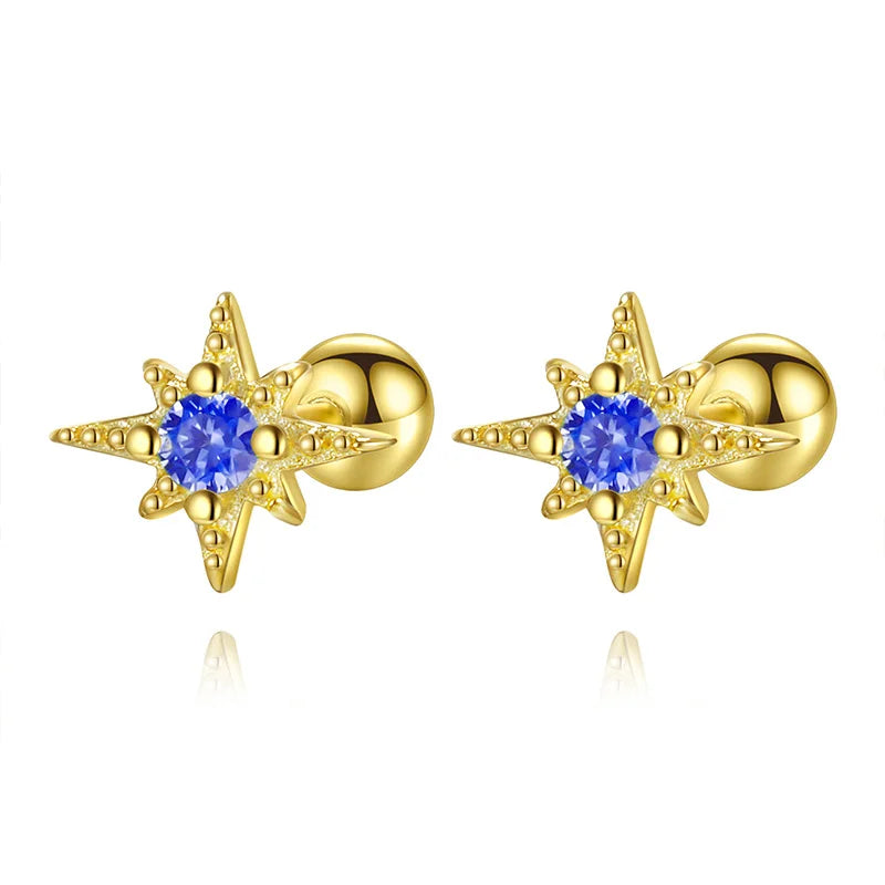 TrustDavis Girls 925 Sterling Silver Star Earrings Zircon Stud for Women Wedding Party Fine Jewelry Wholesale DS4577