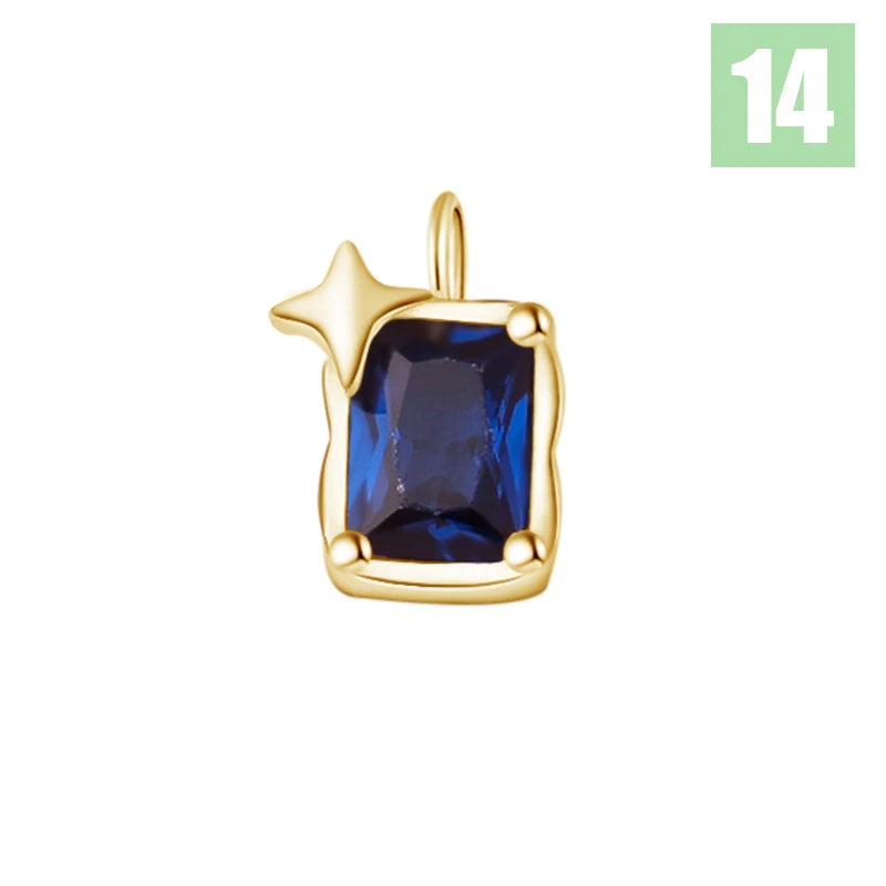 TrustDavis Real 925 Sterling Silver Star Square Zircon Charm Pendant for Women Kids Handmade DIY Accessories Jewelry DZ1016