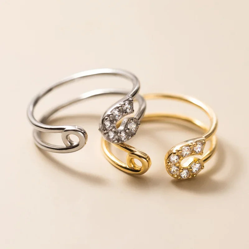 Paper Clip CZ Ring Cute Gift DF376