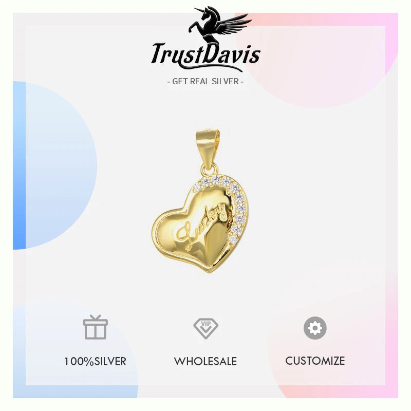 Heart-shaped Zircon Charm Pendant Box Chain Necklace Women Jewelry DZ1672