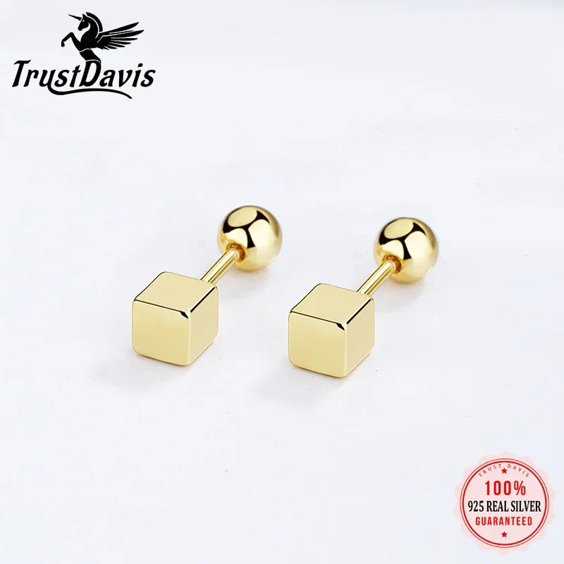 Square Bead Screw Stud Earrings DA2838