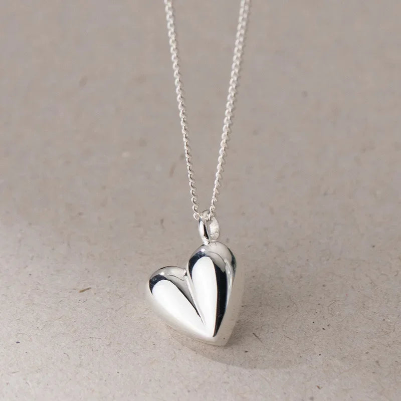 TrustDavis Girls 925 Sterling Silver Heart Pendant Love Necklace For Women Daugther Girl Birthday Gift Fine Jewelry DS4155