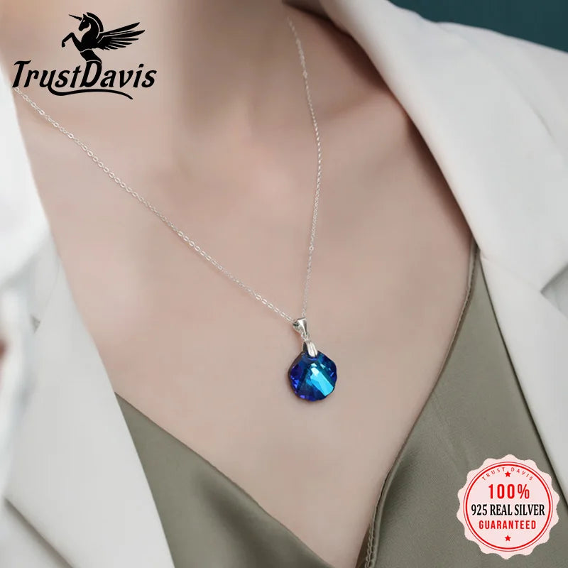 TrustDavis Women 925 Solid Sterling Silver Butterfly Necklace for Lady Girls Birthday Gift Fine S925 Jewelry DS4231