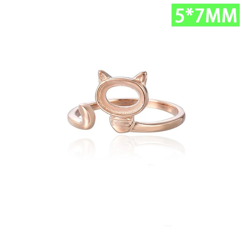 cat ring 3 4 5 6 empty bracket handmade DIY jewelry DZ1690