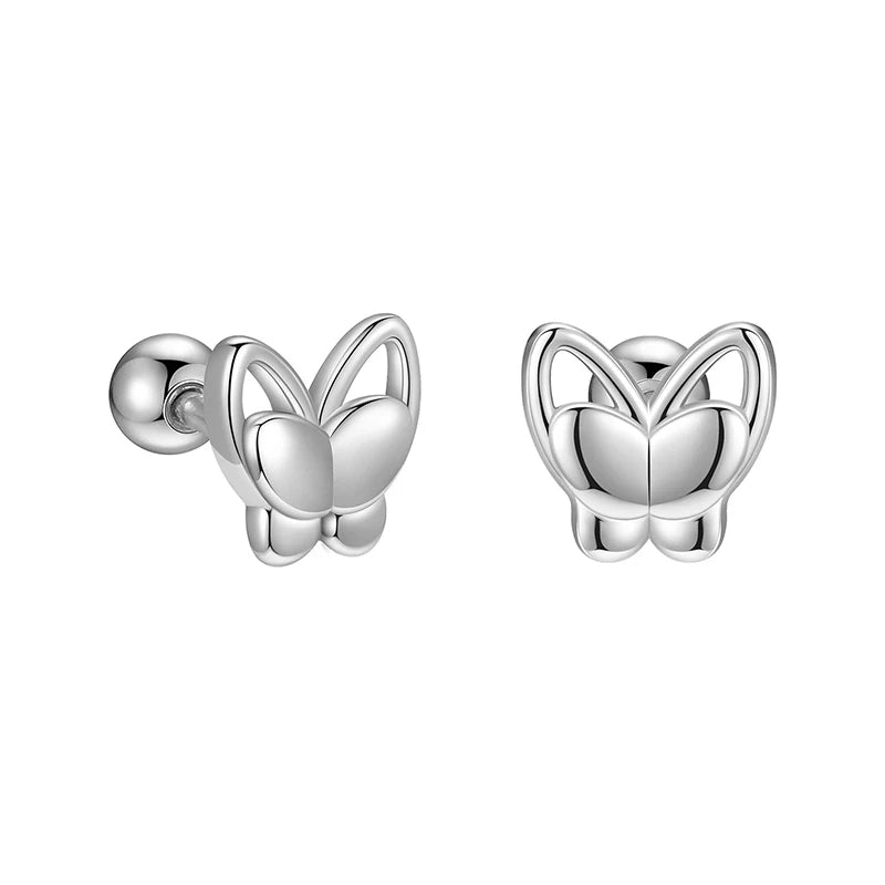 TrustDavis 925 Sterling Silver Women's Fashion Simple Hollow Butterfly Screw Earrings for Women Girls Jewelry Gift DS4270