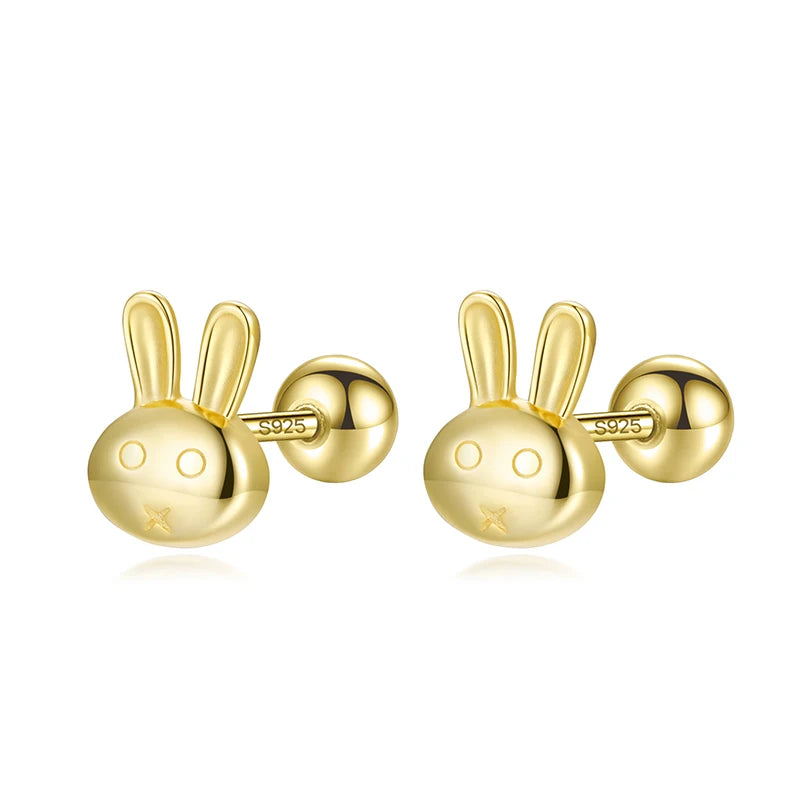 TrustDavis Real 925 Sterling Silver Sweet Rabbit Year Wish Gift Earrings for Daughter Children Birthday Gift Jewelry DS3583