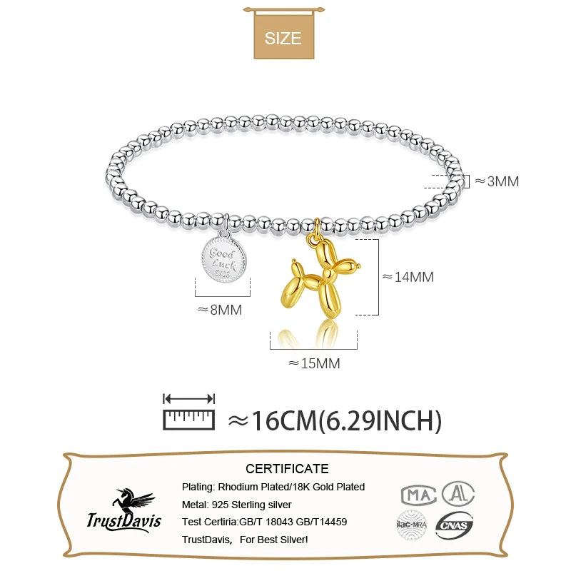 3mm Beads Animal Balloon Dog Elastic Bracelet DA2609
