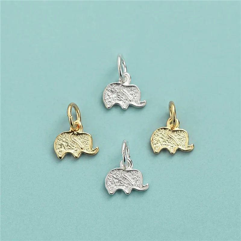 TrustDavis Real 925 Sterling Silver fashion Cute animal Small Elephant Charm Pendant Handmade DIY Accessories Wholesale DZ1682