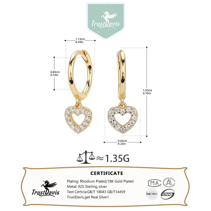 Heart-shaped Zircon Drop Earrings for Women Gift Jewelry DS4230
