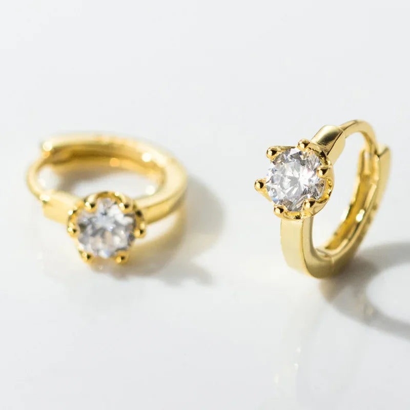 TrustDavis Girls New 925 Sterling Silver Women Round CZ Hoop Earrings for Women Party Fine S925 Jewelry DS4139