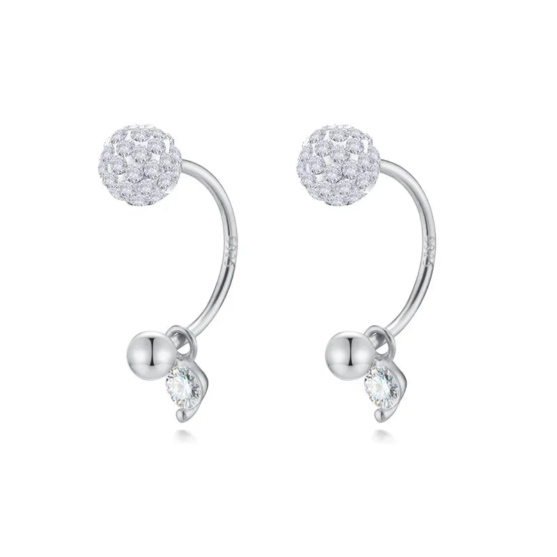 TrustDavis Real 925 Sterling Silver Fashion Unique Ball CZ Screw Stud Earrings For Women Wedding Party Fine S925 Jewelry DA2440