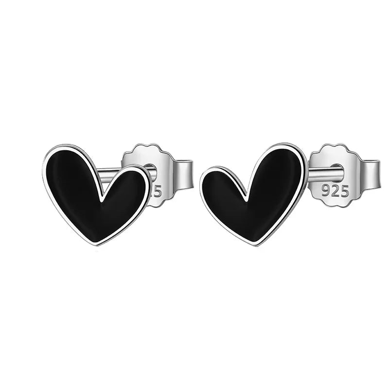 Black Heart Stud Earrings DS3199