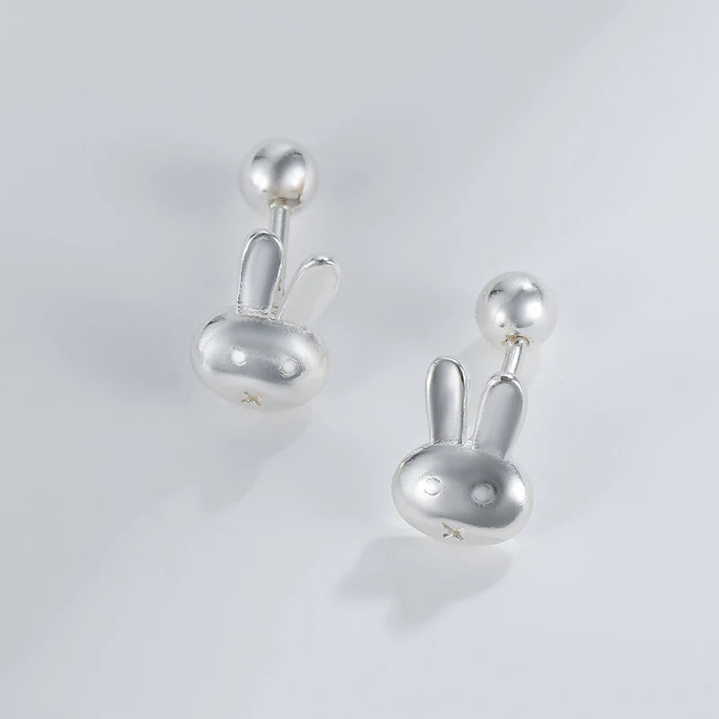 Trustdavis Real 925 Sterling Silver Rabbit Animal Cat Stud Earrings for Women Wedding Party Fine Jewelry DS4375