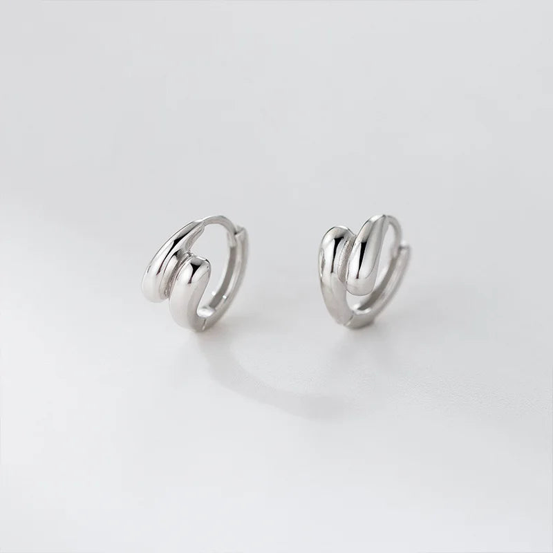 TrustDavis 925 Sterling Silver Women's Fashion Simple Double-layer Teardrop Hoop Earrings for Women Girls Jewelry Gift DS4355
