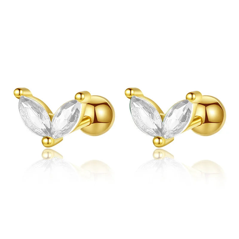 Leaves Shiny Screw Stud Earrings DA2256