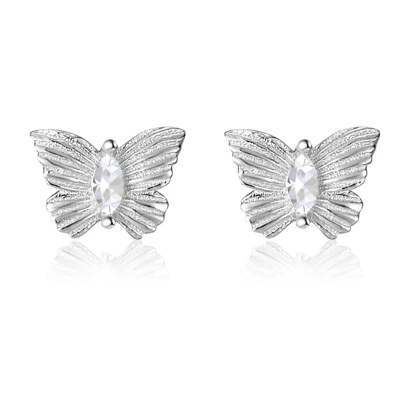 Trusta Genuine Fashion 925 Sterling Silver Fashion Butterfly Stud Earrings Party for Women Girl Wedding Jewelry Gift DS4018
