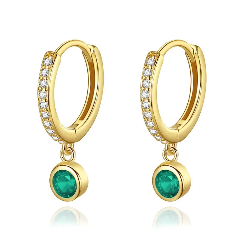 Trustdavis Real 925 Sterling Silver Round Pendant Hoop Earrings For Women Wedding Party Fine Colour Dazzling Jewelry DA2739