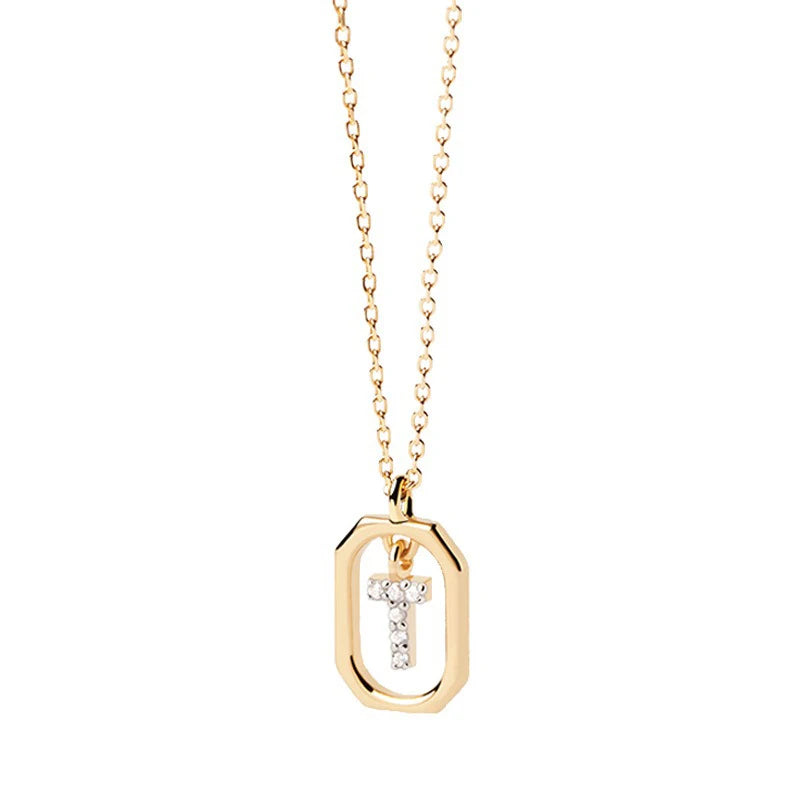 Square Hollow 26 Letter Necklace DS4772