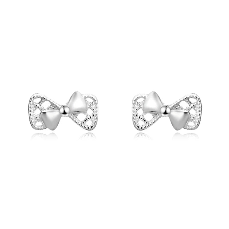 Sweet Bow Knot Bead Screw Stud Earrings DA4054