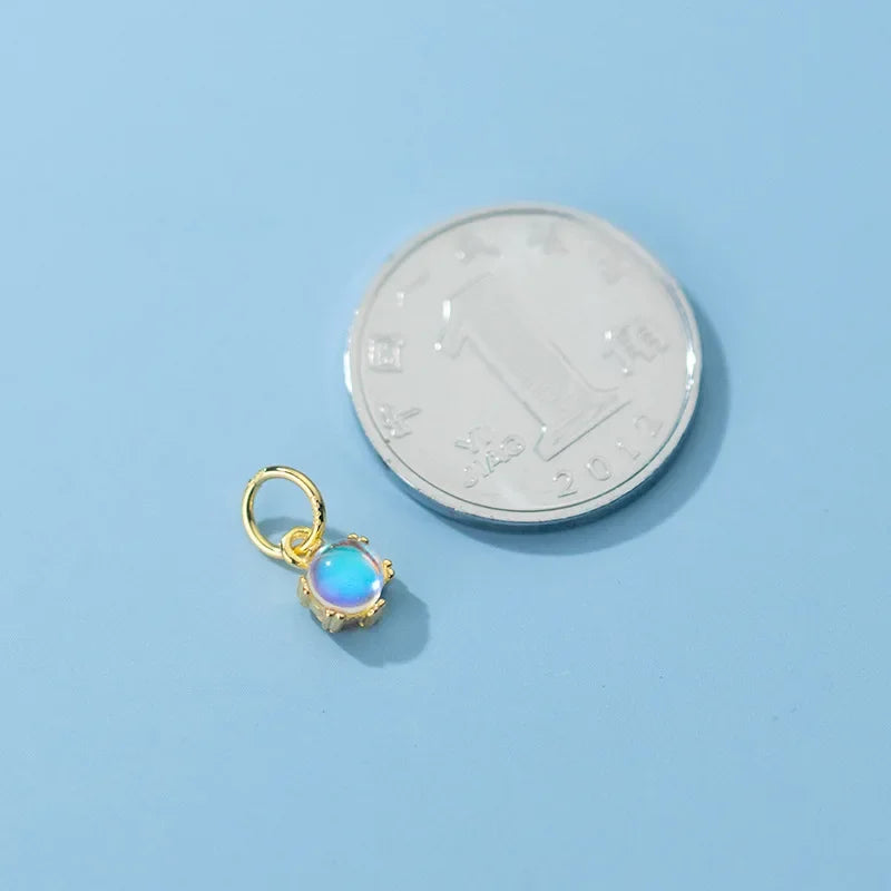 Round Moonstone Charm Pendant DIY Accessories HY316