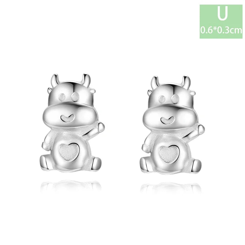 Trustdavis Real 925 Sterling Silver Chinese Zodiac Signs Screw Stud Earrings For Women Daughter Birthday Gift Jewelry DS4430