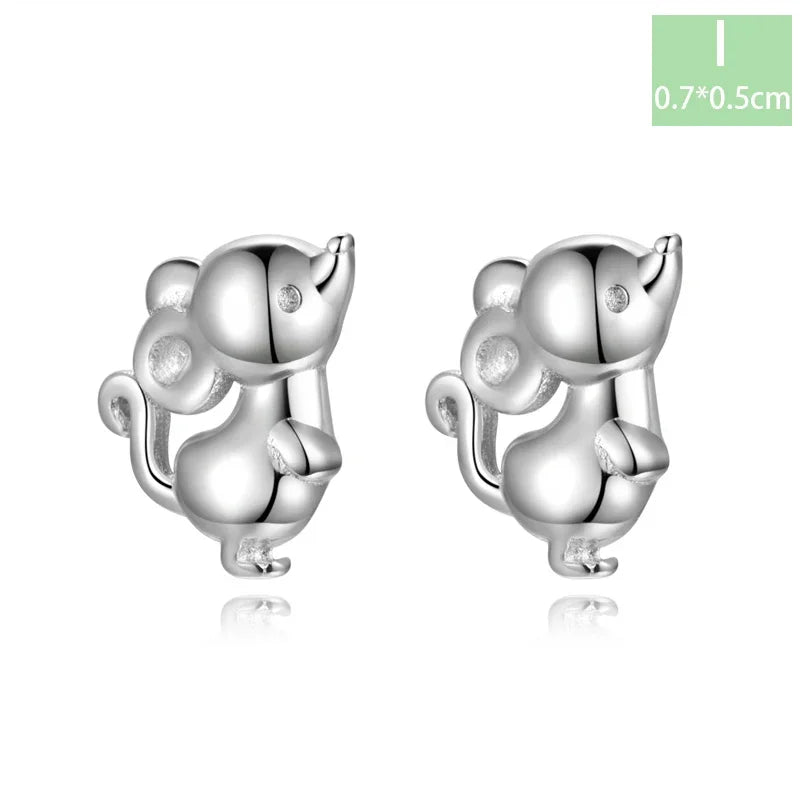 Trustdavis Real 925 Sterling Silver Chinese Zodiac Signs Screw Stud Earrings For Women Daughter Birthday Gift Jewelry DS4430