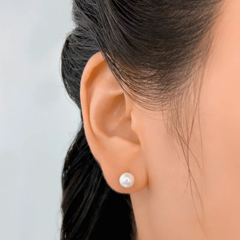 TrustDavis Real 925 Sterling Silver 4/5/6mm Synthesis Pearl Screw Stud Earring for Women Party Mini Minimalist Jewelry DA2870