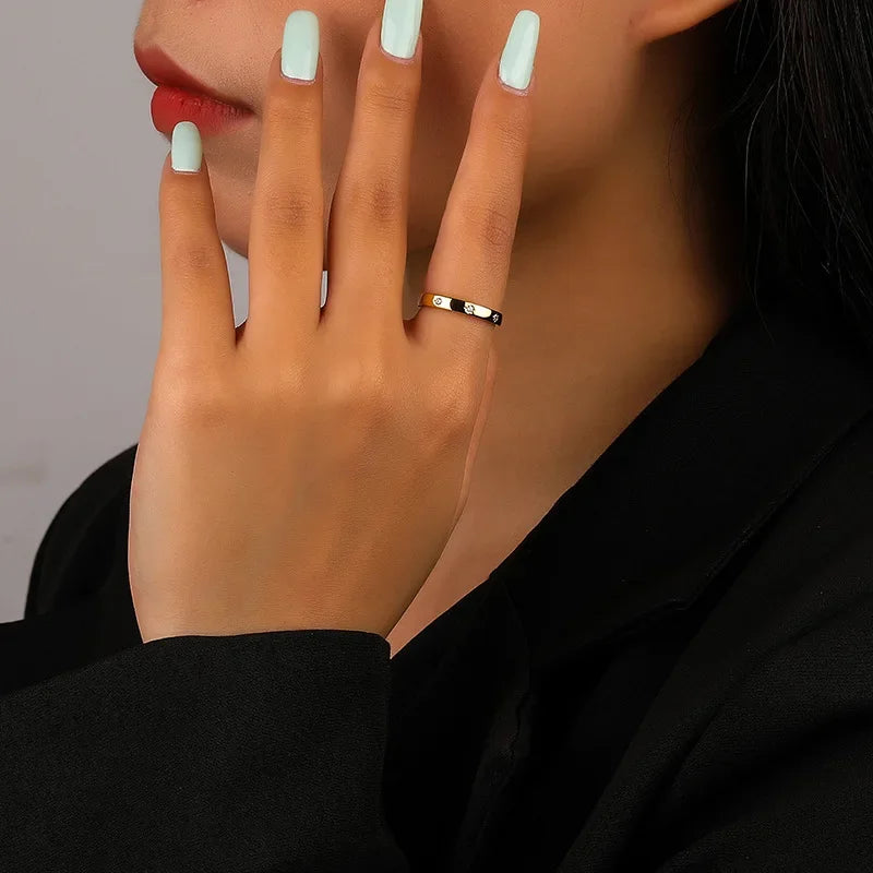 925 Sterling Silver Fashion Start Simple Opening Ring LB278