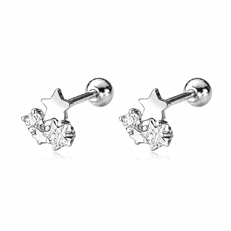 Star-shaped Zircon Silver Stud Earrings DS4904