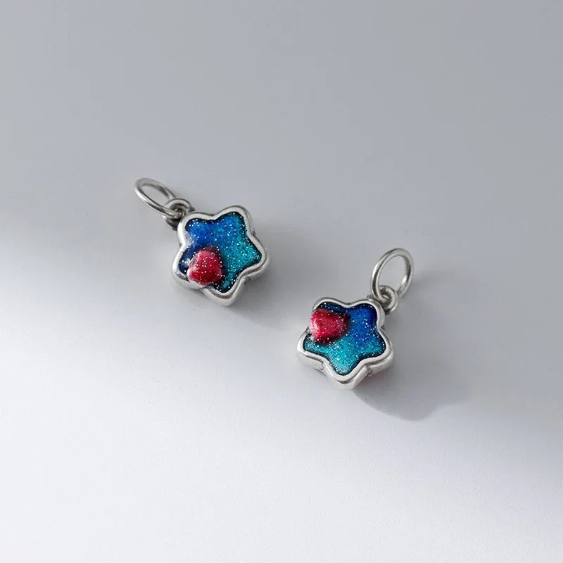 TrustDavis Real 999 Sterling Silver Fashion Star Charm Pendant Handmade DIY Accessories Wholesale DZ1678