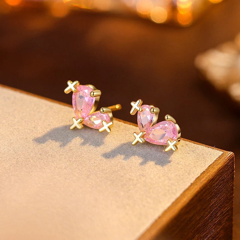 Star Heart Zirconia Stud Earrings DS4856
