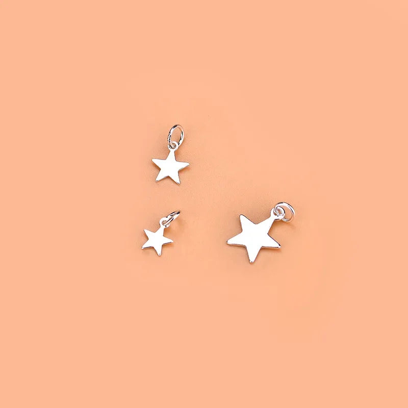 TrustDavis 5Pcs/lot Real 925 Sterling Silver Fashion Mini Star Charm Pendant Handmade DIY Accessories Jewelry Wholesale HY075
