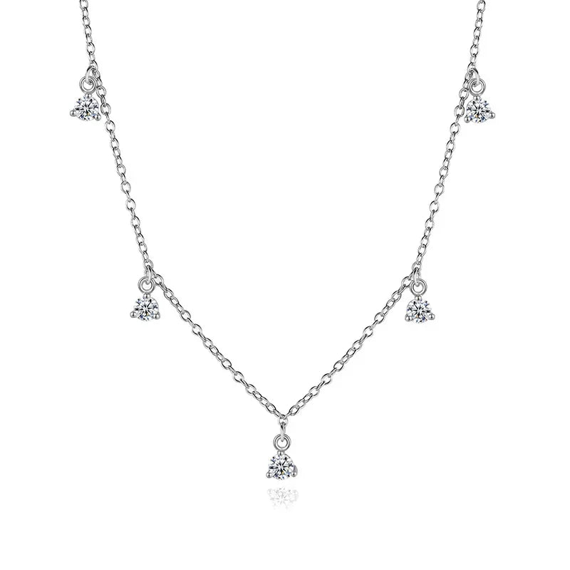 Dazzling CZ Cross Heart Star Pendant Short Necklace DS2485