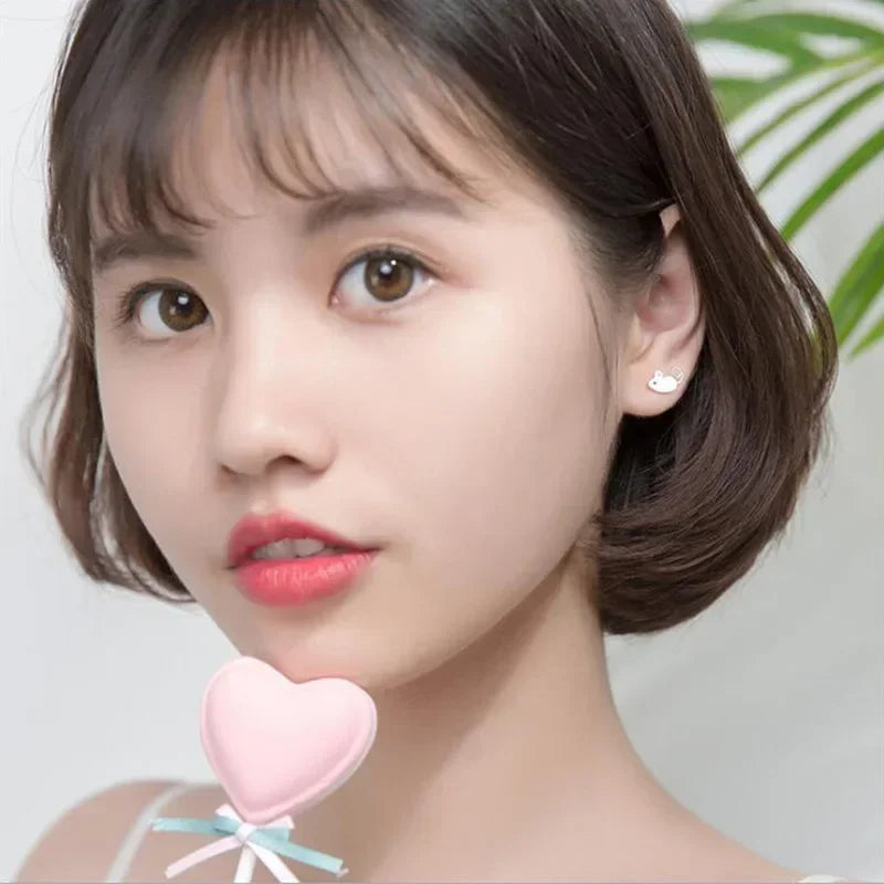 TrustDavis Genuine Fashion 925 Sterling Silver Charms Animal Mouse Stud Earring For Women Silver 925 Earrings Jewelry Gift DA345