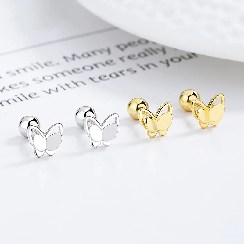 TrustDavis Authentic 925 Sterling Silver Cute Butterfly Stud Earrings for Women Girls Kids Birthday Gift Jewelry DS3919