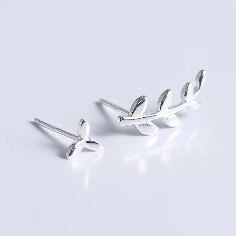 Fashion Cute Tiny Asymmetric Leaves Stud Earrings DS530